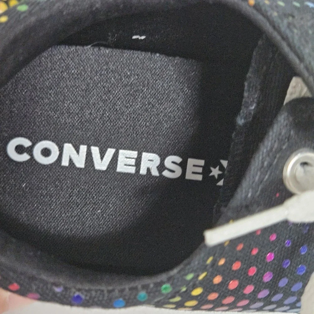 Converse All Star Kids SZ 4 Rainbow‎ Metallic Polka Dot Low Top Sneakers 666310F